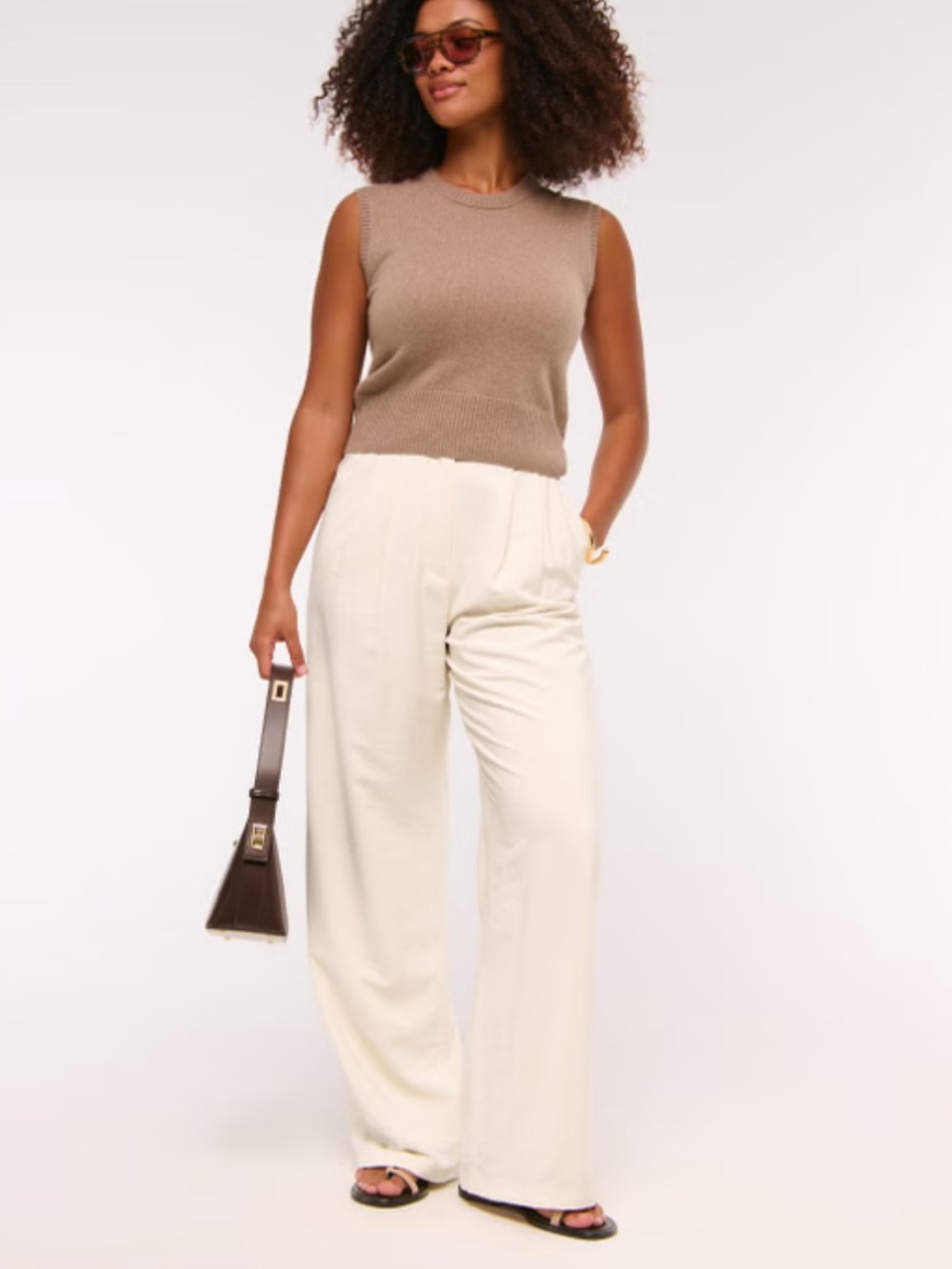 Abercrombie & Fitch Cream curve love high rise trousers